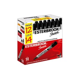 MARCADOR ESTERBROOK NEGRO CAJA C/12+2