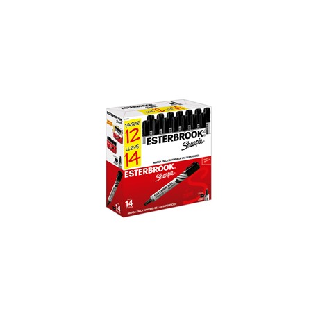 MARCADOR ESTERBROOK NEGRO CAJA C/12+2