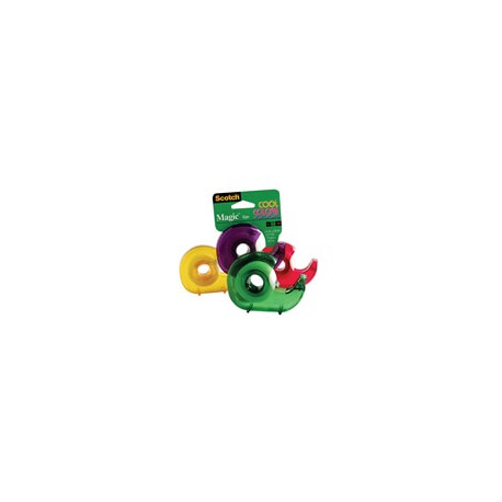 CINTA ADHESIVA MAGICA CON DESPACHADOR SCOTCH COOL COLORS DE 19 MM X 16.5 M 1 PZA