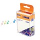 PIN MAE PP100T CON CABEZA PLASTICA TRANSPARENTE DE COLORES CON PUNTA DE METAL 1 BLISTER CON 100 PIEZAS