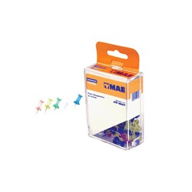 PIN MAE PP100T CON CABEZA PLASTICA TRANSPARENTE DE COLORES CON PUNTA DE METAL 1 BLISTER CON 100 PIEZAS