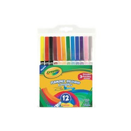 PLUMON SURTIDO CRAYOLA PLUMON DELGADO LAVABLE TIPO DE PUNTA FINA 12 PIEZAS