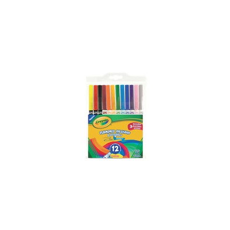 PLUMON SURTIDO CRAYOLA PLUMON DELGADO LAVABLE TIPO DE PUNTA FINA 12 PIEZAS