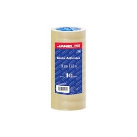 CINTA ADHESIVA CORTE FACIL JANEL 255 TRANSPARENTE DE 24 MM X 65 M BLISTER CON 10 PZAS