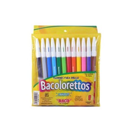 PLUMINES BACO DE COLORES 1 PAQUETE CON 12 PIEZAS