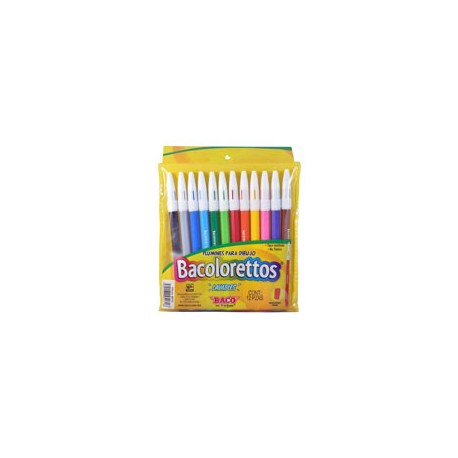 PLUMINES BACO DE COLORES 1 PAQUETE CON 12 PIEZAS