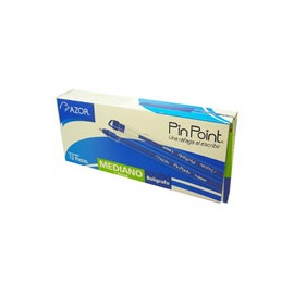 BOLIGRAFO AZOR PIN POINT COLOR AZUL DE PUNTO MEDIANO 1.0  MM TIPO DE BARRIL REDONDO BLISTER CON 12 PZAS