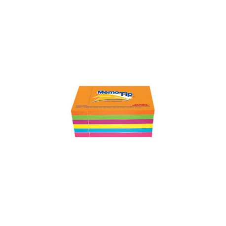 NOTA ADHESIVA REMOVIBLE JANEL MEMOTIP COLORES NEON FORMA RECTANGULAR 100 HOJAS