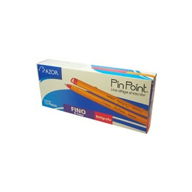 BOLIGRAFO AZOR PIN POINT COLOR ROJO DE PUNTO FINO 0.7 MM TIPO DE BARRIL REDONDO BLISTER CON 12 PZAS