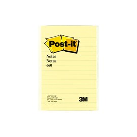 NOTA ADHESIVA REMOVIBLE POST IT 660 COLOR AMARILLO FORMA RECTANGULAR 100 HOJAS