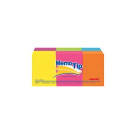 NOTA ADHESIVA REMOVIBLE JANEL MEMOTIP COLORES NEON FORMA RETANGULAR 100 HOJAS