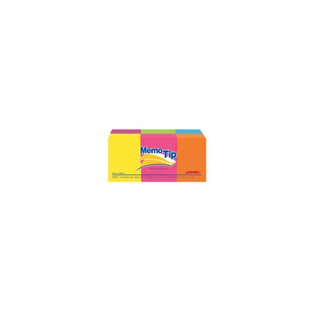 NOTA ADHESIVA REMOVIBLE JANEL MEMOTIP COLORES NEON FORMA RETANGULAR 100 HOJAS