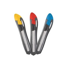 CUTTER MAPED UNIVERSAL TAMAÑO 18 MM COLOR AMARILLO ROJO Y AZUL