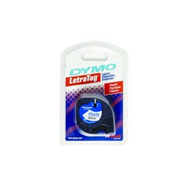 CINTA PARA ROTULADOR DYMO LETRATAG COLOR PERLA SOBRE COLOR BLANCO TAMAÑO 12MM X 4M