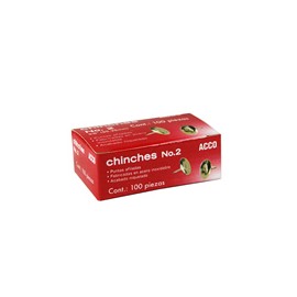 CHINCHETA DE ACERO NIQUELADA ACCO DE 9.52 MM CABEZA DE METAL 1 CAJA CON 100 PIEZAS