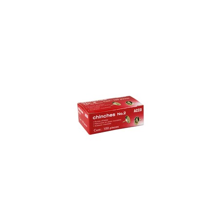 CHINCHETA DE ACERO NIQUELADA ACCO DE 9.52 MM CABEZA DE METAL 1 CAJA CON 100 PIEZAS