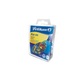 PIN PELIKAN CON CABEZA PLASTICA DE COLORES CON PUNTA DE METAL 1 BLISTER CON 100 PIEZAS