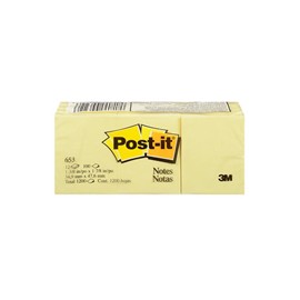 NOTA ADHESIVA REMOVIBLE POST IT 653 COLOR AMARILLO FORMA CUADRADA 1200 HOJAS